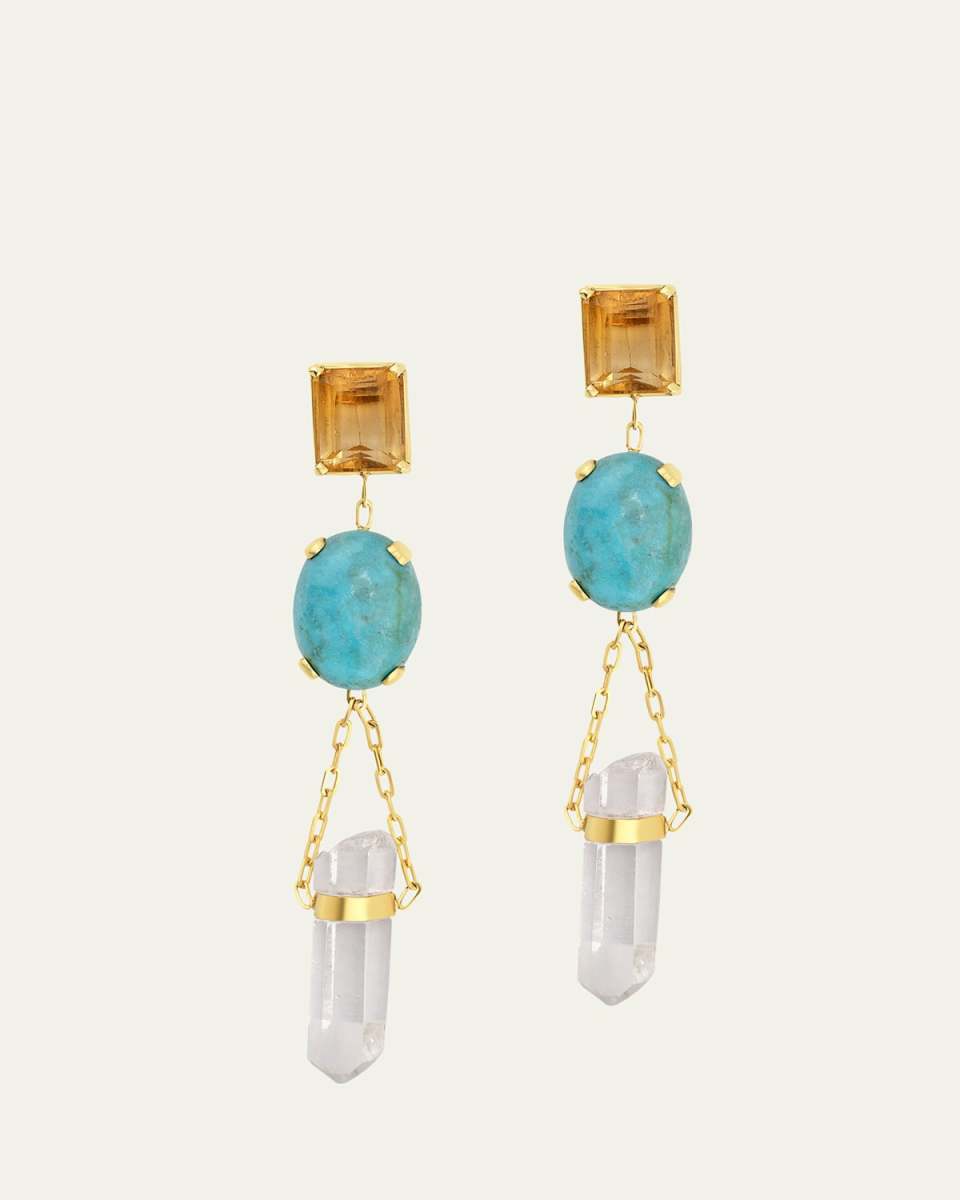 Nevada Citrine, Mona Lisa Turquoise and Crystal Earrings